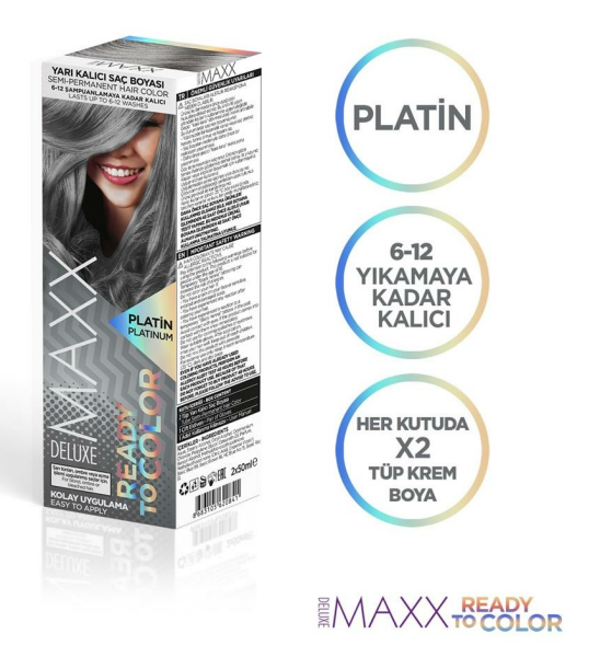 Maxx Deluxe Yarı Kalıcı Tüp Saç Boyası Platin 100 ml