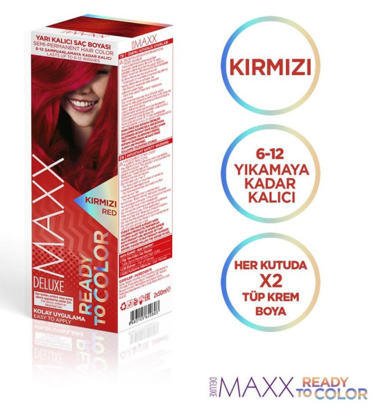 Maxx Deluxe Yarı Kalıcı Tüp Saç Boyası Kırmızı 100 ml