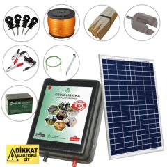 Gediz 15000 Volt Güneş Panelli / Akülü Elektrikli Çit Sistemi - 2000 m2 Set