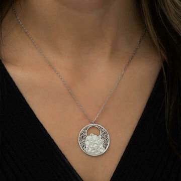 925 Ayar Gümüş Yaşam Çiçeği Kadın Gümüş Kolye