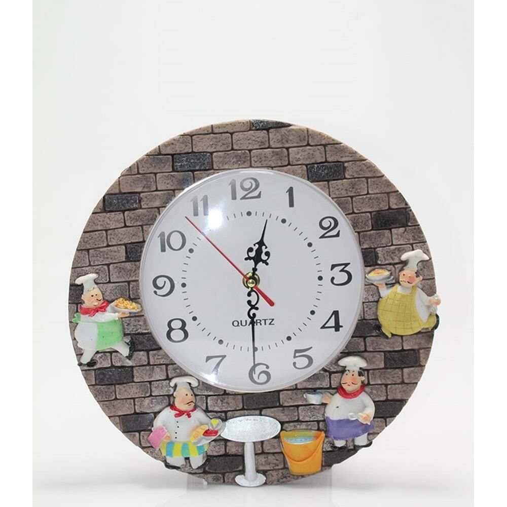 Duvara Asmalı Aşcı Tasarımlı Polyester Saat ALK1539 Dekoratif Hediyelik