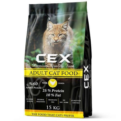 CEX KEDİ TAVUK ETLİ KURU MAMA %60 HAYVANSAL PROTEIN ( %25 PROTEIN %10 YAĞ ) PREMİUM KEDİ MAMASI