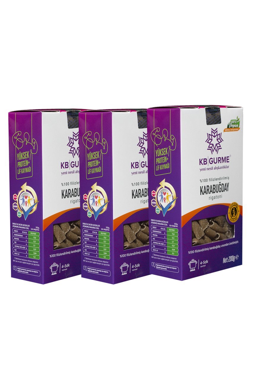 Glutensiz & Vegan Filizlendirilmiş Karabuğday Makarna Rigatoni 200gr 3Adet