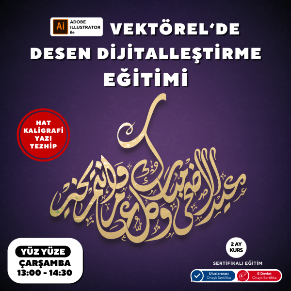Vektorel'de Hat kaligrafi Yazı Tezhip Desen Dijitalleştirme Eğitimi