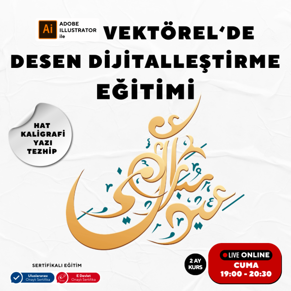 Vektorel'de Hat kaligrafi Yazı Tezhip Desen Dijitalleştirme Eğitimi (Online)