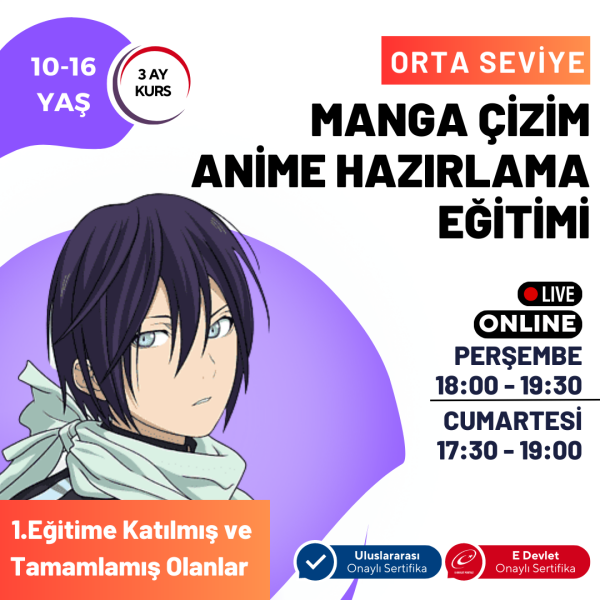 Manga Çizim ve Anime Hazırlama Eğitimi (Orta Seviye)(10-16 Yaş)