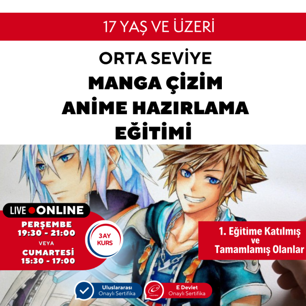 Manga Çizim ve Anime Hazırlama Eğitimi (Orta Seviye)(17 Yaş ve Yetişkin)