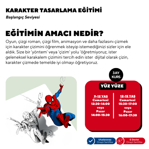 Karakter Tasarlama Eğitimi (9-15 Yaş)- Yüz Yüze