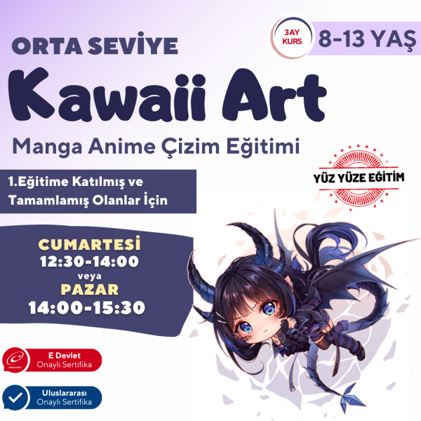 Kawaii Manga Çizim Eğitimi (8-13 Yaş)(Orta Seviye) - Yüz Yüze