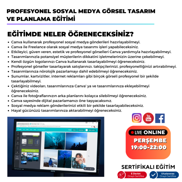 Profesyonel Sosyal Medya Görsel Tasarım ve Planlama Eğitimi (Canva)