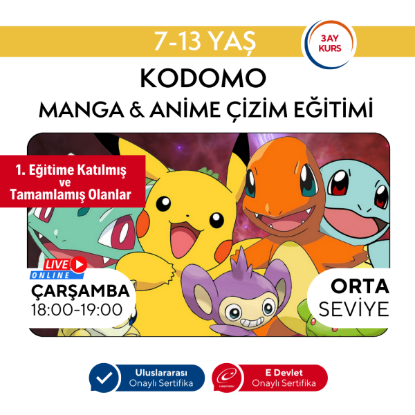 Kodomo Manga & Anime Çizimi Eğitimi (7-13 Yaş)- Orta Seviye