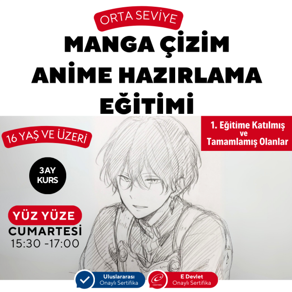 Manga Çizim Ve Anime Hazırlama Eğitimi(Orta Seviye) -Yüz Yüze ( + 16 ve Yetişkin)