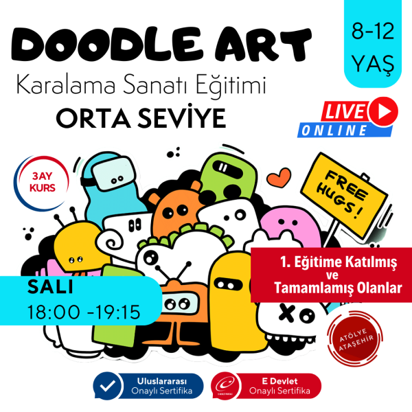 Doodle Sketching Art Eğitimi- Karalama Sanatı Eğitimi (8-14 Yaş)(Orta Seviye)