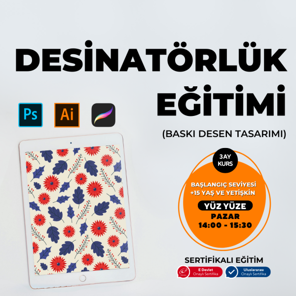 Adobe Photoshop ile Desinatörlük Eğitimi (Baskı Desen Tasarımı) - Yüz Yüze