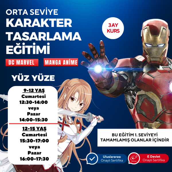 Karakter Tasarlama Eğitimi (9-15 Yaş)(Orta Seviye) - Yüz Yüze