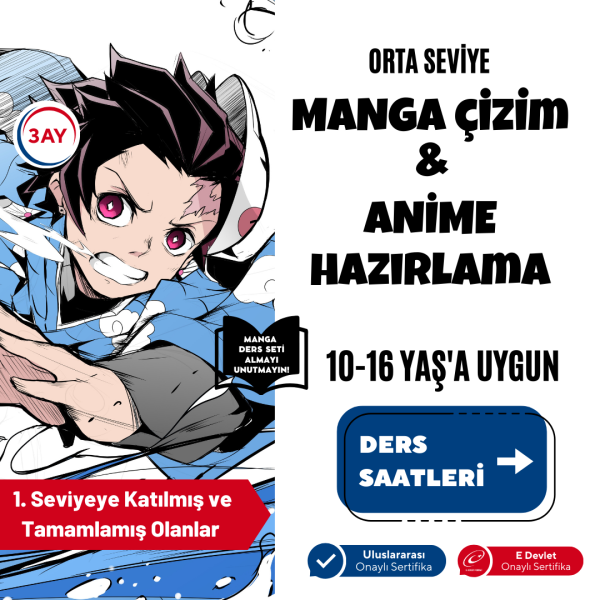 Manga Çizim ve Anime Hazırlama  (Orta Seviye)(10-16 Yaş) - Yüz Yüze