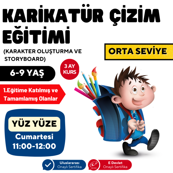 Karikatür Çizim Eğitimi - Yüz Yüze (Orta Seviye) (6-9 Yaş )