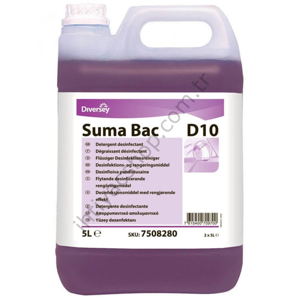 Diversey Suma Bac D10 Dezenfektanlı Deterjan QAC 5 L