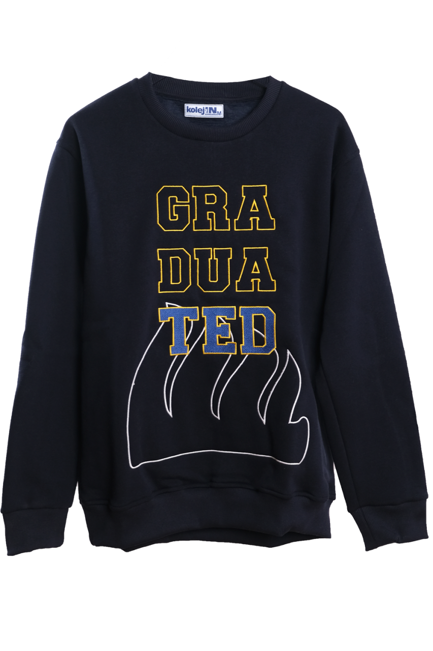 GRADUATED 0 YAKA LACİVERT SWEATSHIRT İNCE DOKUMA