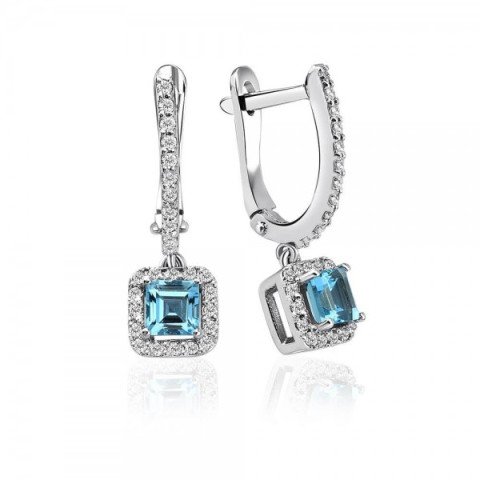 1.63 Karat Blue Topaz Pırlanta Küpe