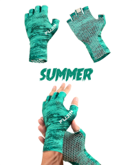 Fujin Pro Angler Summer Gloves Green