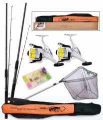 Lineaeffe Top Spınn 2 Rod 2 Reel Rod Cover 1Alu Net Set Of Lures