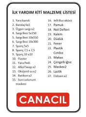 İLK YARDIM SETİ - FIRST AID KIT - CANACIL - TK5017