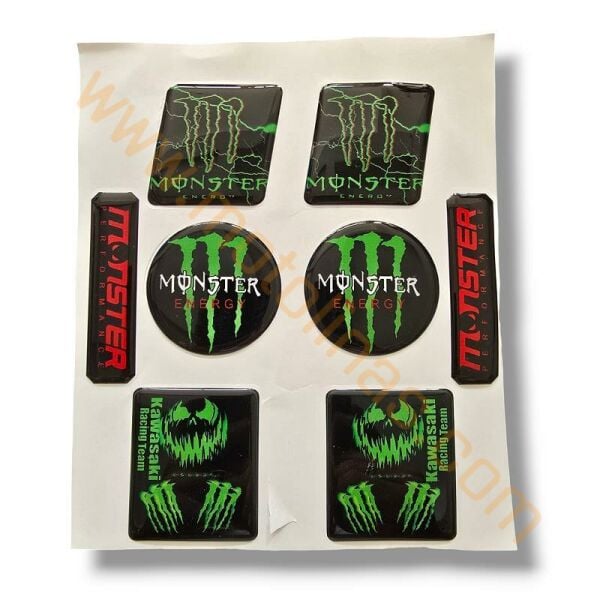 MOTOSİKLET MONSTER STİCKER ETKET SETİ DAMLA ETİKET 8 PARÇA SET