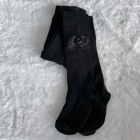 Fiyonk Detaylı Kız Çocuk Külotlu Çorap Siyah - 8 Yaş