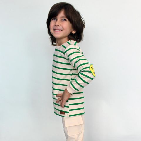 Çizgili Nakışlı Çocuk Sweatshirt & Kargo Jogger Pantolon Yeşil - 2 Yaş