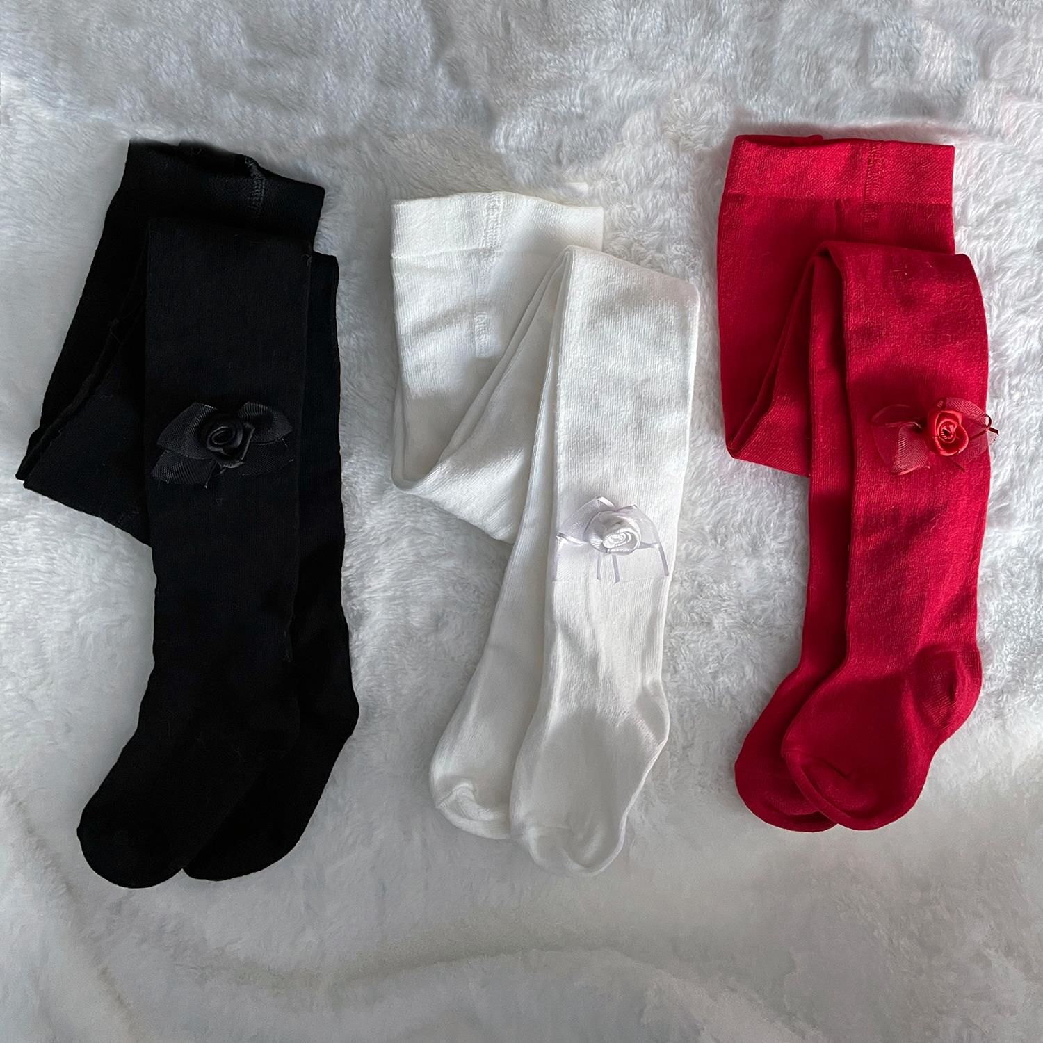 Fiyonk Detaylı Kız Çocuk Külotlu Çorap 3'lü Kombin Karışık - 4 Yaş
