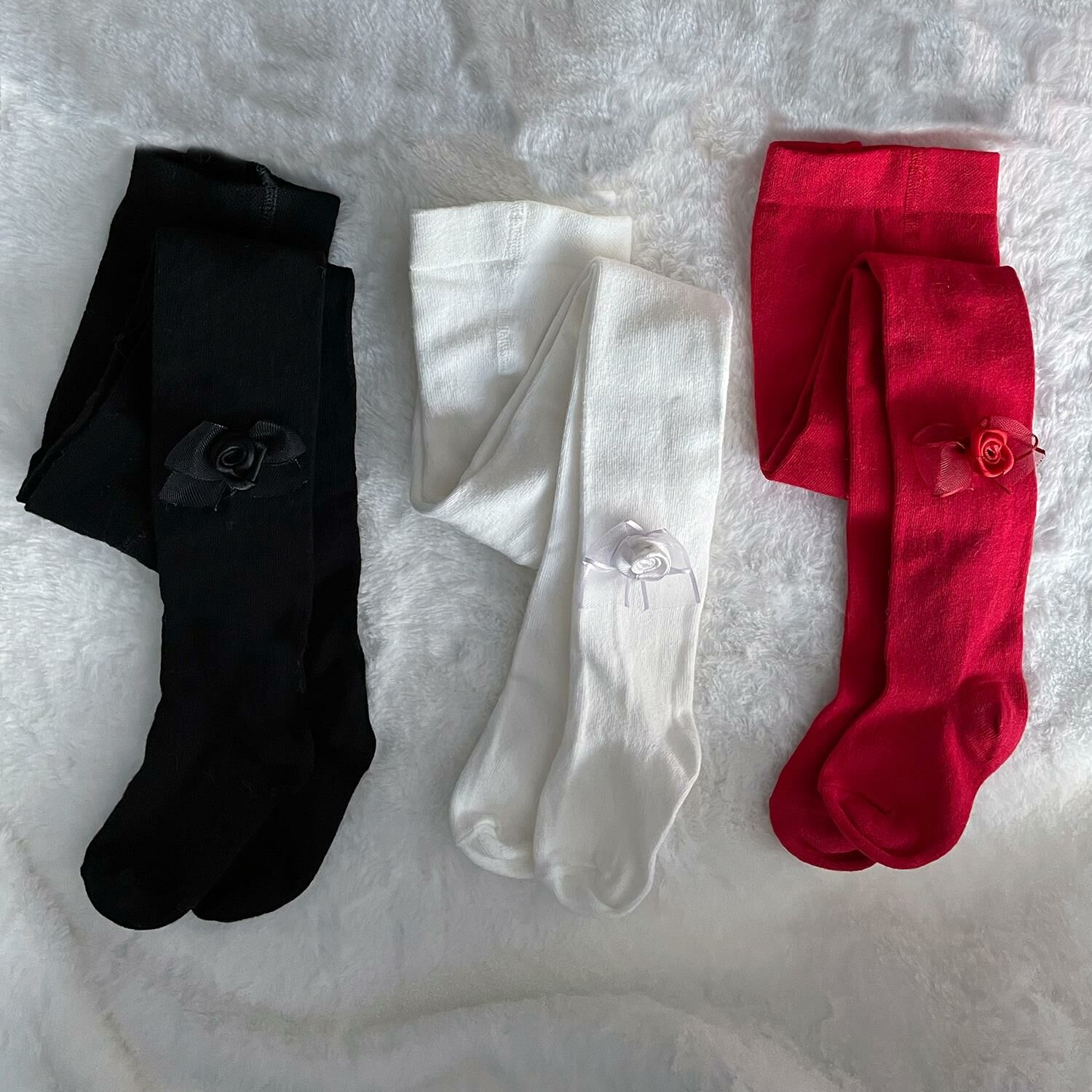 Fiyonk Detaylı Kız Çocuk Külotlu Çorap 3'lü Kombin Karışık - 8 Yaş