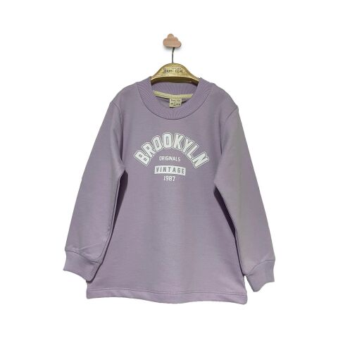 Baskılı Sweatshirt Bej - 7 YAŞ