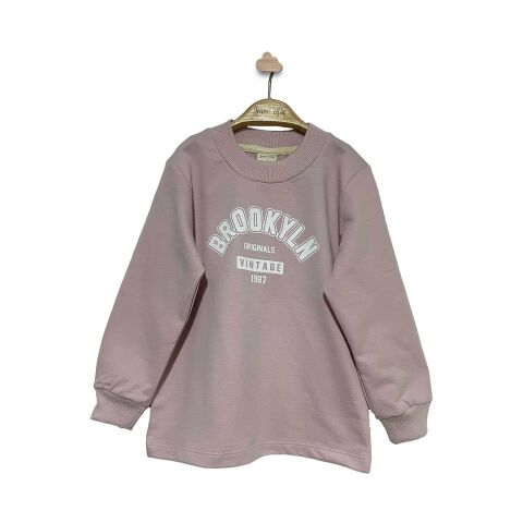 Baskılı Sweatshirt Pudra - 7 YAŞ