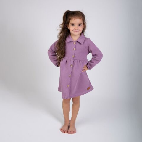 Şardonlu Çocuk Elbisesi Lila - 3 Yaş
