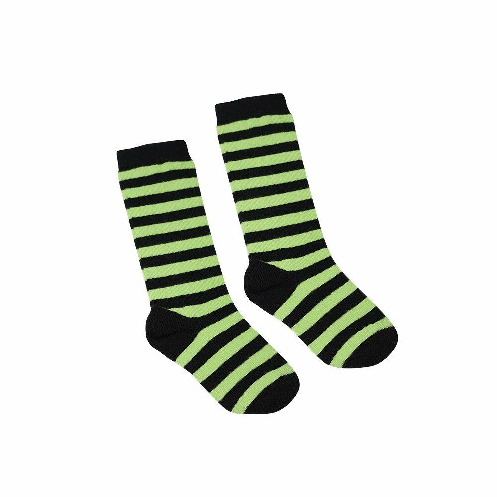 Neon Çizgili Örme Çorap Yeşil - 4-5 Yaş