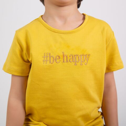 Be Happy Nakışlı Şortlu Takım Sarı - 3 Yaş