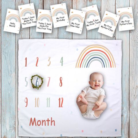 Rainbow Baby Photography Blanket and Baby Moment Cards