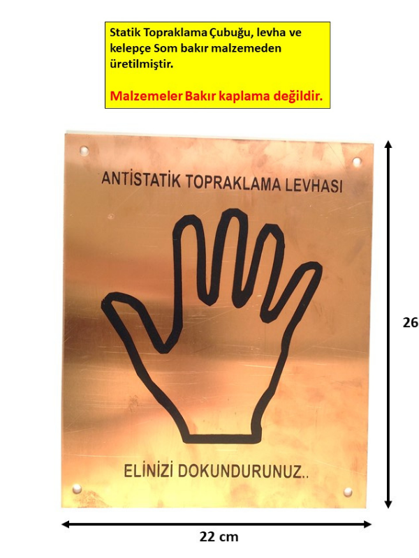 Antistatik Bakır Topraklama Levhası Seti (Saf Bakır)