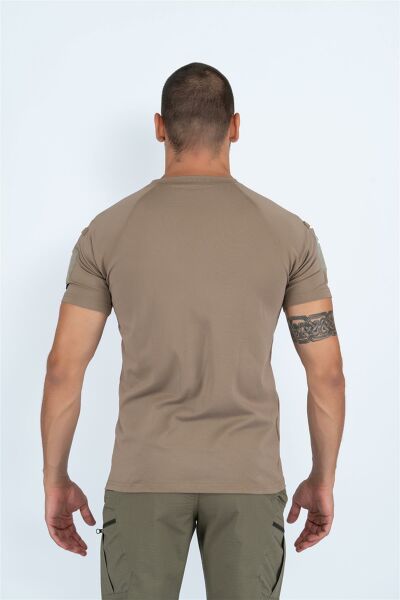 Tactikal taktik tişört yuvarlak bisiklet yaka tişört outdoor T-shirt BEJ - 801 PİKE-CMB-PIKE-KK-801-001