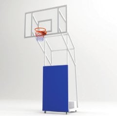 Basketbol Potası 4 Direk Tekerlekli,Ağırlıklı,Seyyar 15 mm Cam (Ak) Panya 105x 180 cm  Ön Tarafı Çarpmalara Karşı Koruyuculu