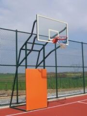 105 x 180 cm Basketbol Potası  4 Direk Sabit 15 mm Cam (Ak) Panya