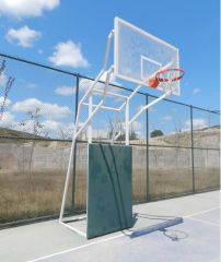 Basketbol Potası 4 Direk Tekerlekli, Ağırlıklı, Seyyar 15 mm Cam (Ak) Panya 105x180