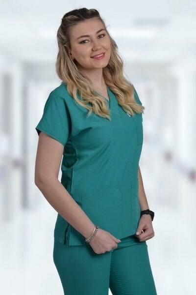 Terycoton Kadın Cerrahi Yeşil Doktor Hemşire Forması