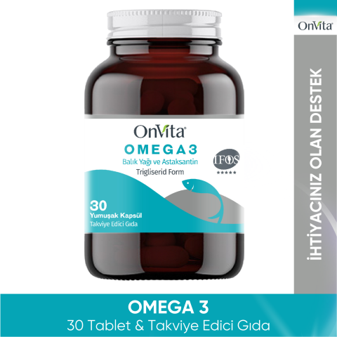 Omega 3 Balık Yağı Ve Astaksantin, Tirgliserid Form 30 Yumuşak Kapsül