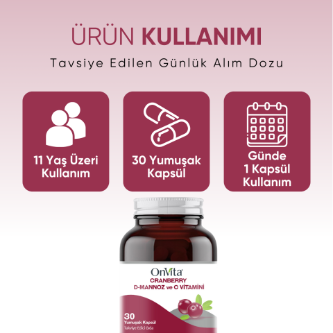 Cranberry D-Mannoz ve C Vitamini 30 Yumuşak Kapsül