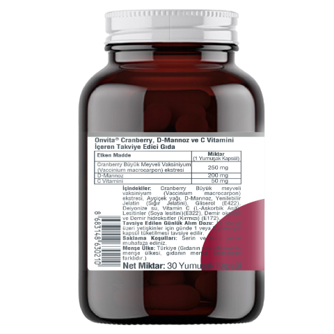Cranberry D-Mannoz ve C Vitamini 30 Yumuşak Kapsül