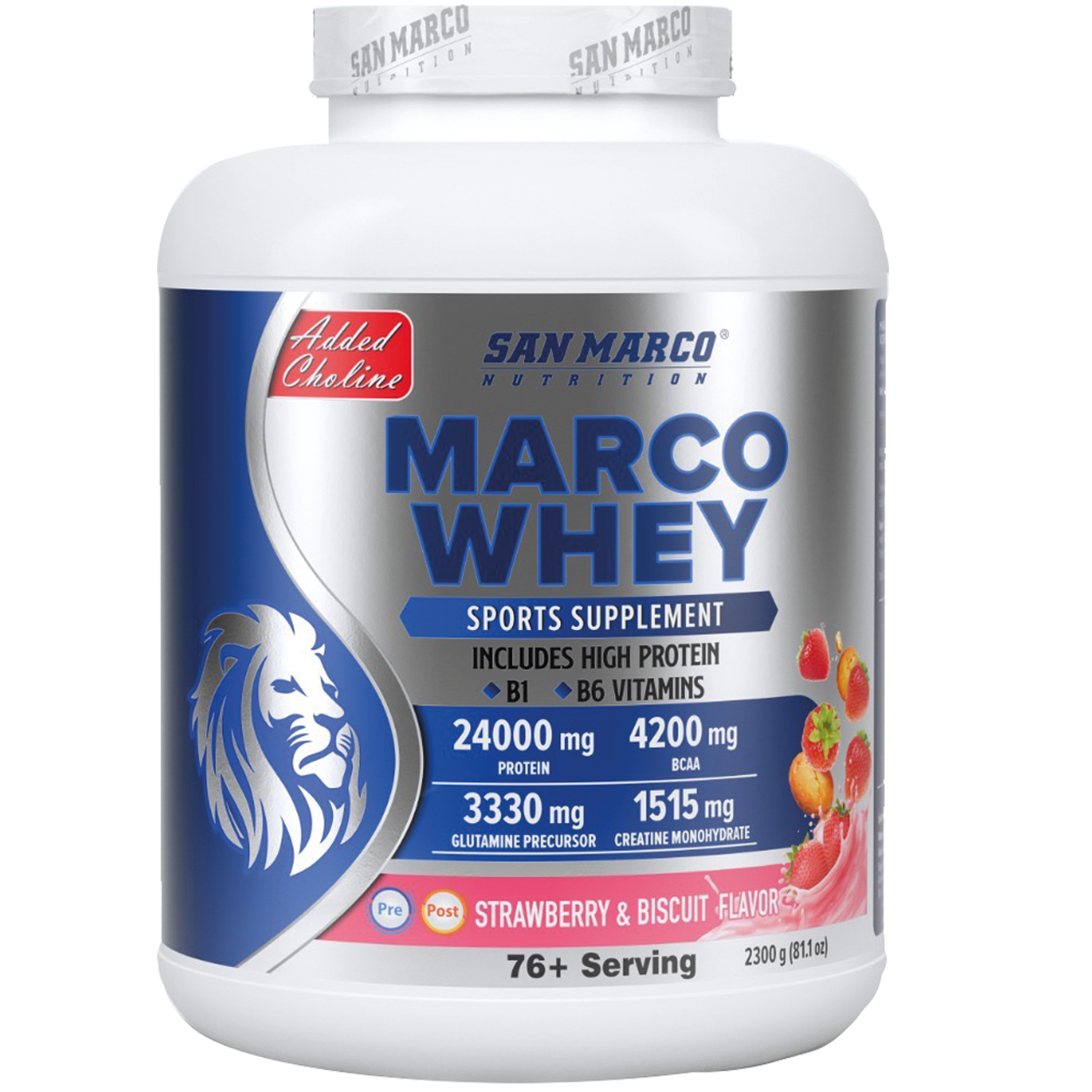 Sanmarco Marco Whey Protein Tozu Çilek&Bisküvi Aromalı 2300 Gr