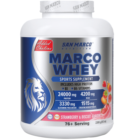 Sanmarco Marco Whey Protein Tozu Çilek&Bisküvi Aromalı 2300 Gr