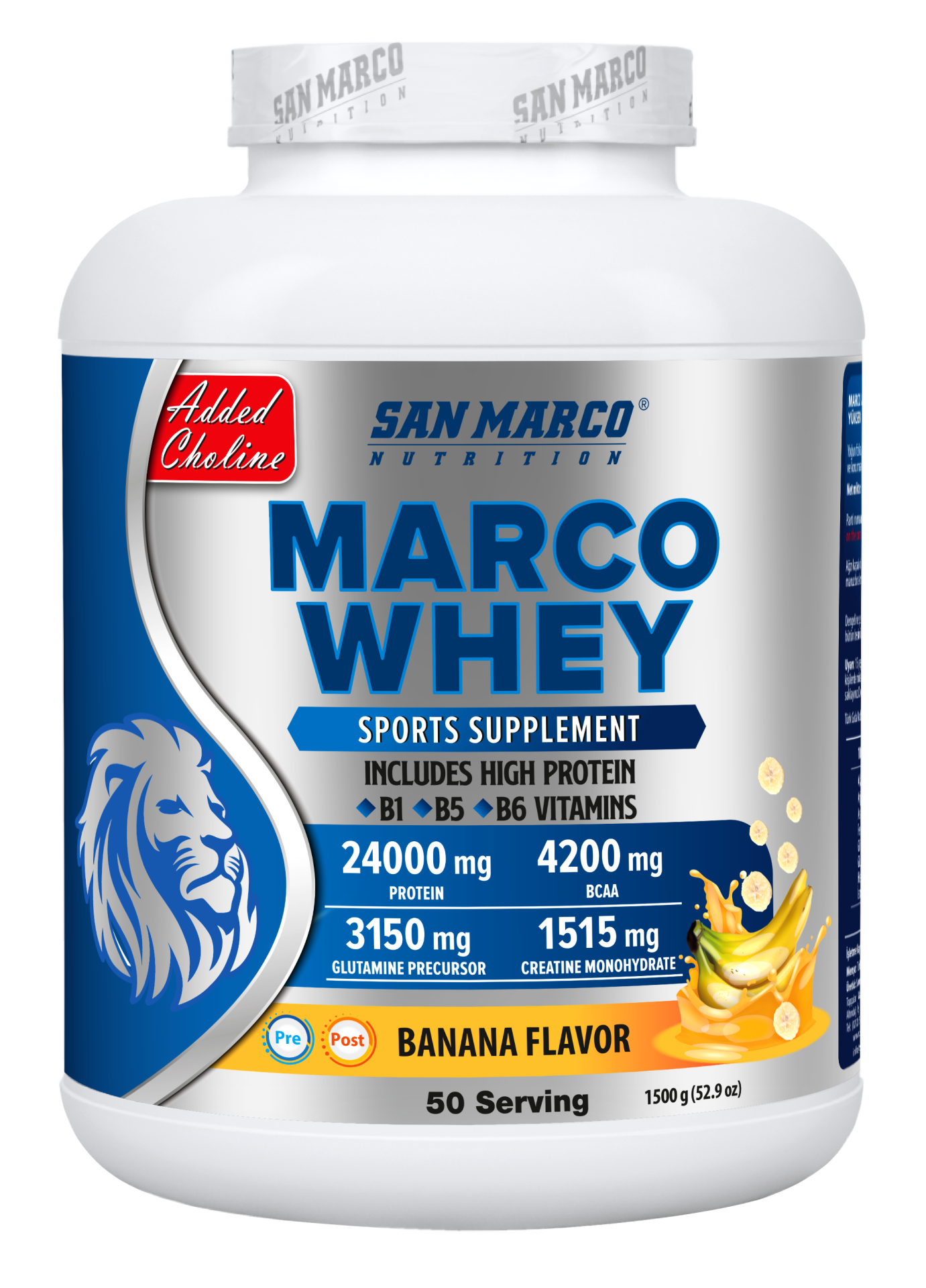 Sanmarco Marco Whey Protein Tozu Muz Aromalı 1500 Gr